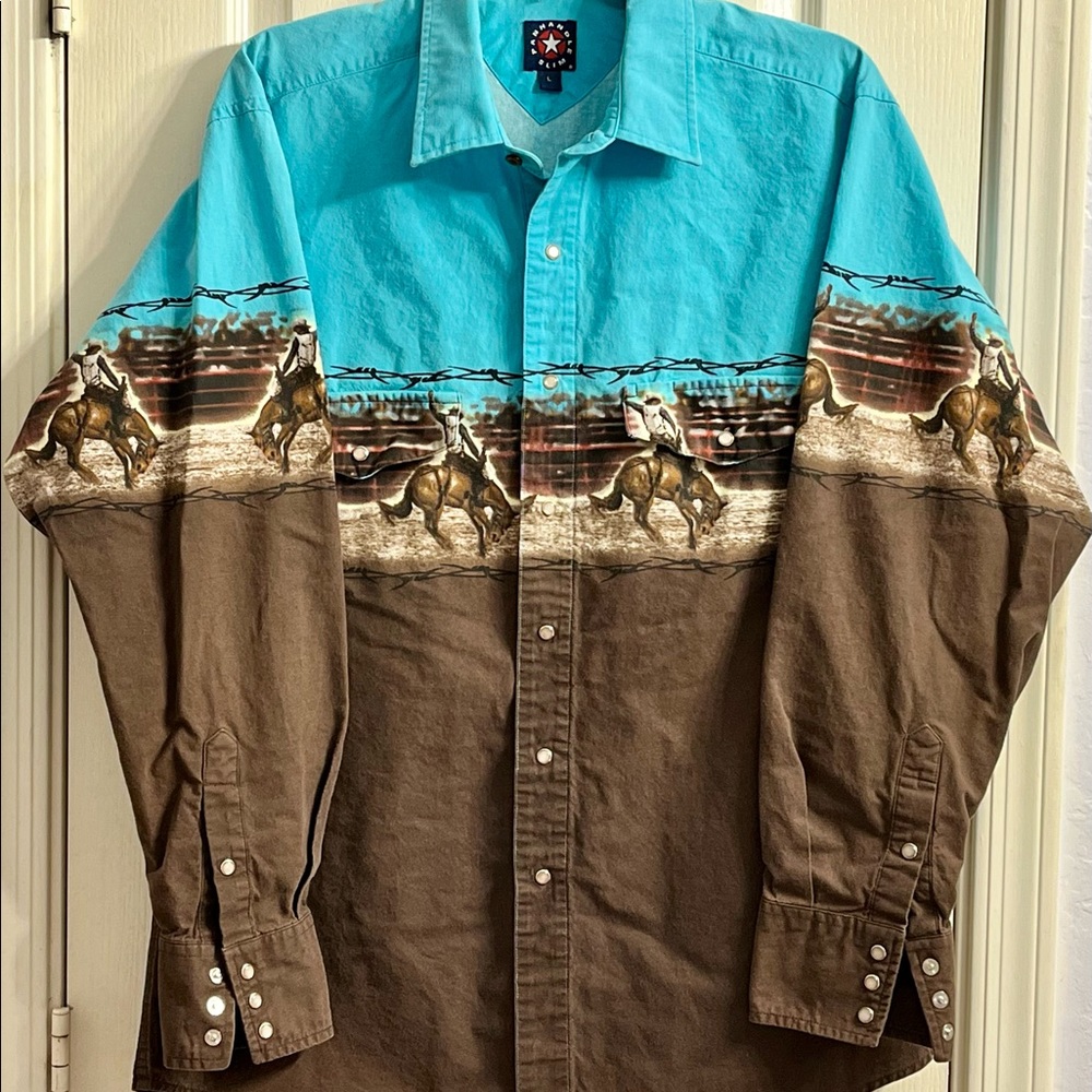 Vintage Large Panhandle Slim Cowboy Western Rodeo Snap Shirt